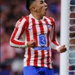 Thiago Almada en la celebración de su primer gol como rojiblanco Foto: Atlético de Madrid