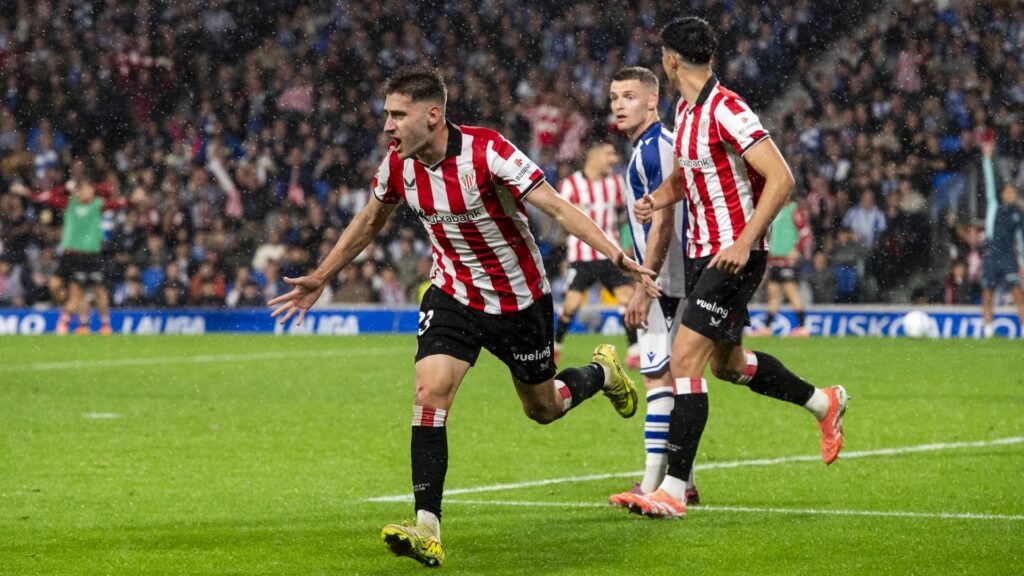 Gol de Robert Navarro- Foto: Real Sociedad-Athletic Club Foto:https://www.athletic-club.eus/equipos/athletic-club/2025-26/liga/partidos/real-sociedad-vs-athletic-club/1_8512/imagenes