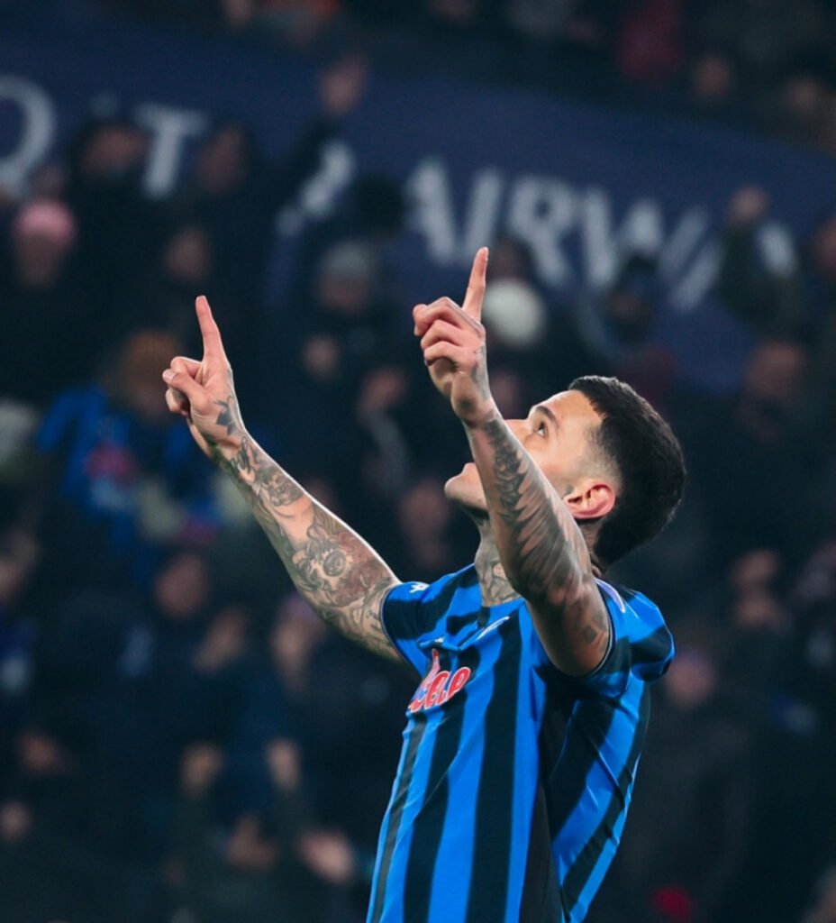 Celebración de Gianluca Scamacca en el primer gol.
Foto de la Atalanta.